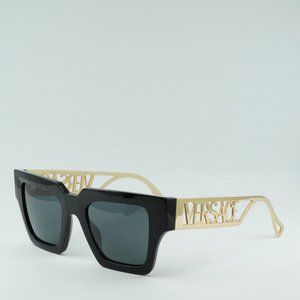 Versace Black and Gold Square Logo Sunglasses